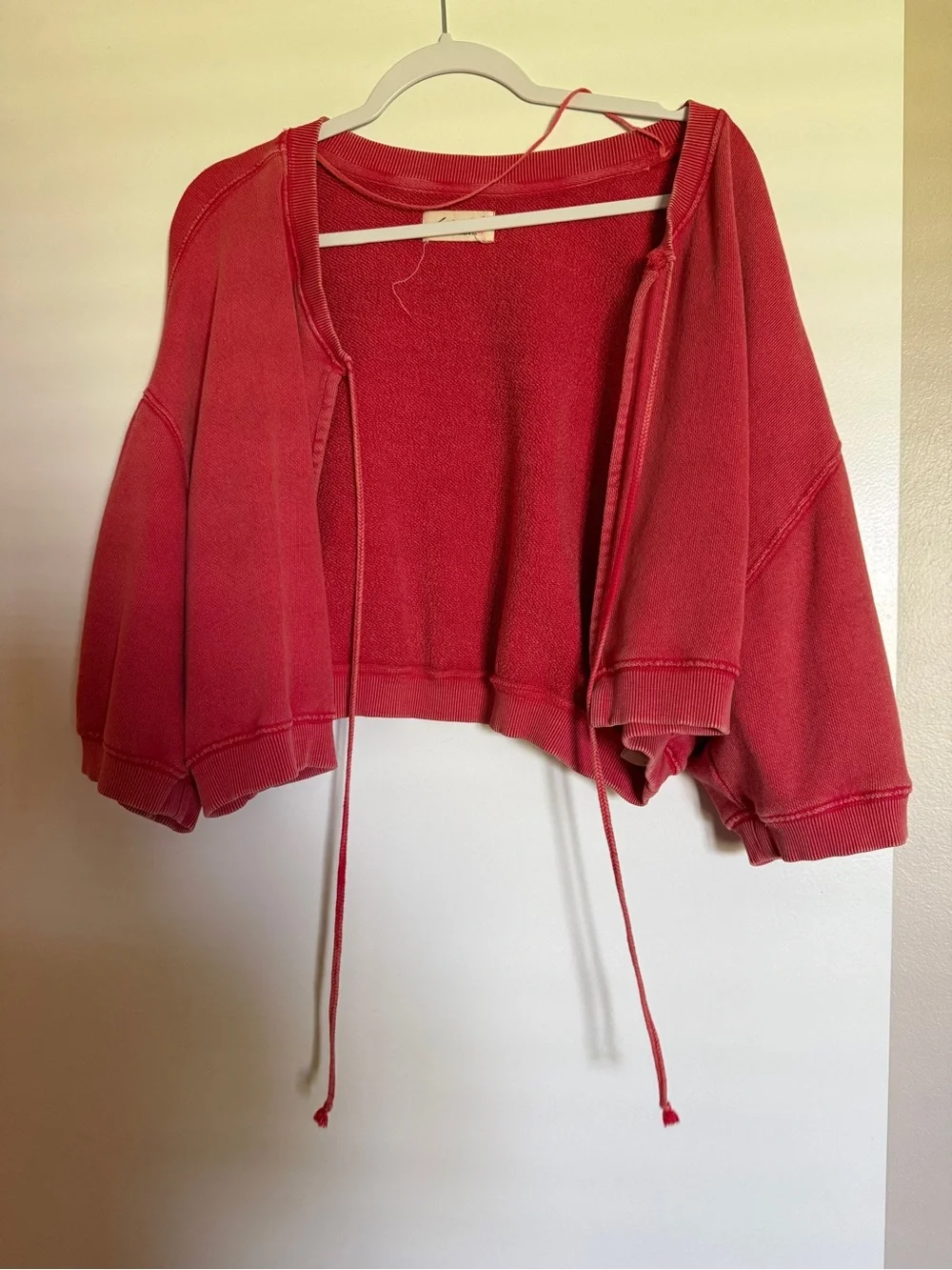 Free People Cozy Coral Tie-Front Sweatshirt cardigan
